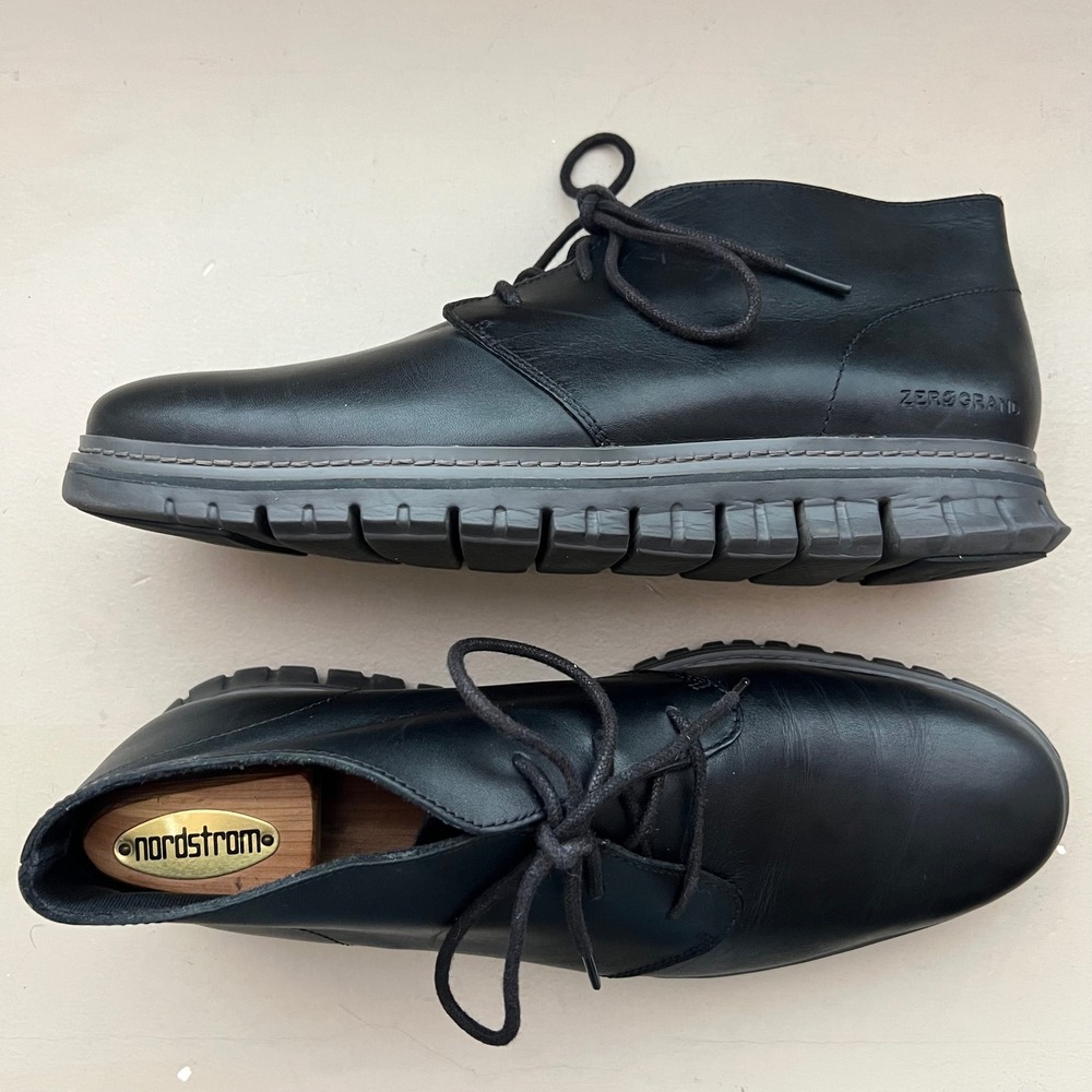 Cole Haan Zerogrand Mens 9.5 M Black Leather Waterproof Chukka Boots C36288